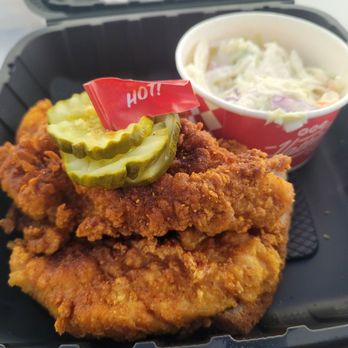 Hattie B's Hot Chicken - Three hot tenders and Cole slaw - Chicken Shop Near Me - Nashville, Tennessee Hattie B's Hot Chicken - Three hot tenders and Cole slaw - Chicken Shop Near Me - Nashville, Tennessee
