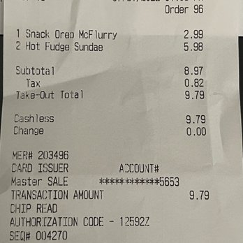 McDonald's - Receipt - Fast Food Near Me - Mountain View, California McDonald's - Receipt - Fast Food Near Me - Mountain View, California