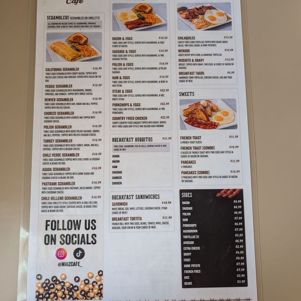 Maiz Cafe - Breakfast menu - Mexican Near Me - Rialto, California Maiz Cafe - Breakfast menu - Mexican Near Me - Rialto, California