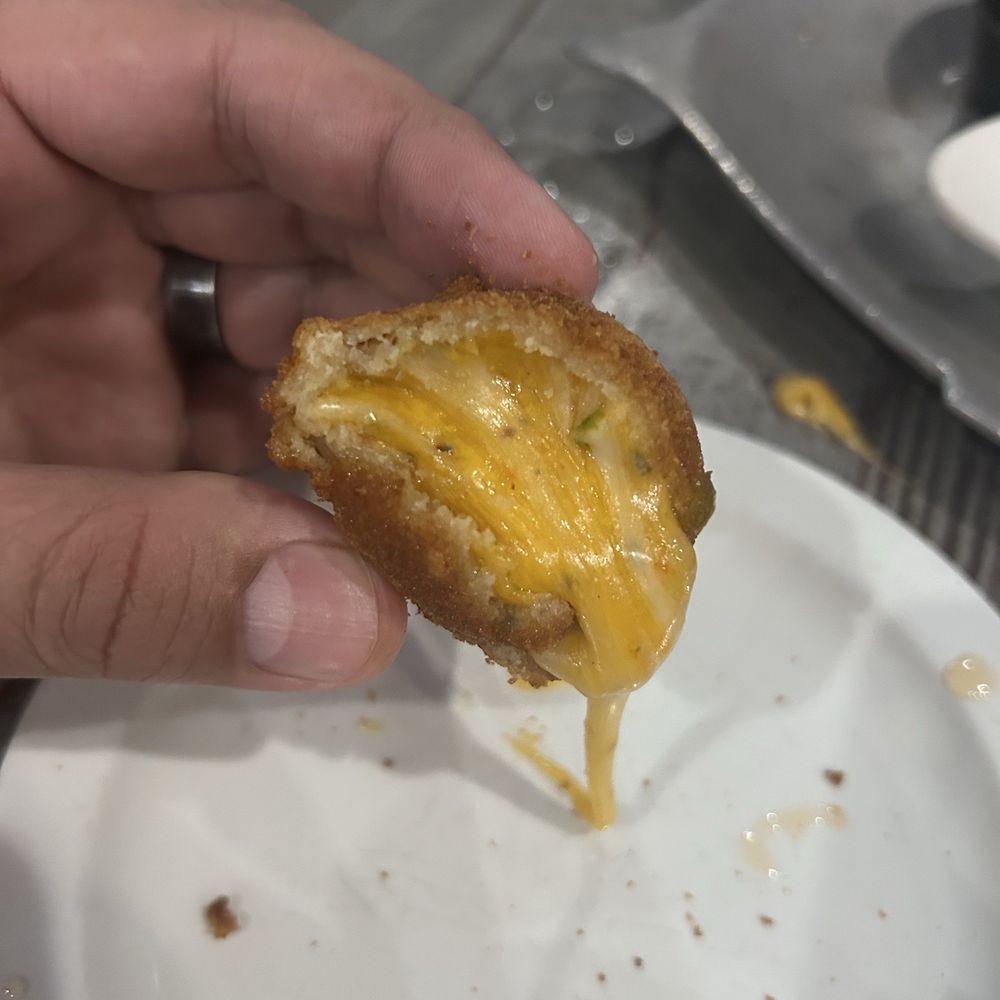 Fried pimento cheese ball (but where's the pimento?)