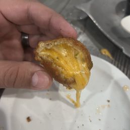 Fried pimento cheese ball (but where's the pimento?) Fried pimento cheese ball (but where's the pimento?)