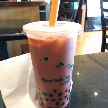 Coffee or Tea? - Watermelon milk tea. Pretty good, but super sweet!!! - Bubble Tea Near Me - Aiea, Hawaii