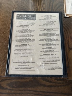 Menu photo 2 The Village Table & Tavern Duck, NC Menu photo 2 The Village Table & Tavern Duck, NC