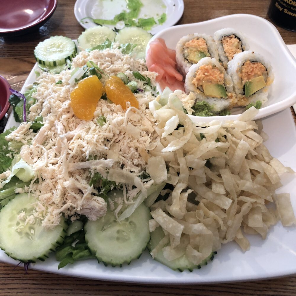 Ladybug Café - Chicken salad combo with half spicy California roll - Japanese Near Me - Gardena, California Ladybug Café - Chicken salad combo with half spicy California roll - Japanese Near Me - Gardena, California