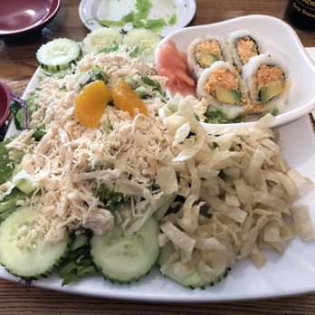 Ladybug Café - Chicken salad combo with half spicy California roll - Japanese Near Me - Gardena, California Ladybug Café - Chicken salad combo with half spicy California roll - Japanese Near Me - Gardena, California