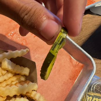 Hazy Barbecue - hazy pickled pickle with the bar code still on it. seems as though some other ate the other coding plastic - Salad Near Me - Danville, California Hazy Barbecue - hazy pickled pickle with the bar code still on it. seems as though some other ate the other coding plastic - Salad Near Me - Danville, California