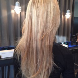 Soft blonde hilights with tape-in extensions