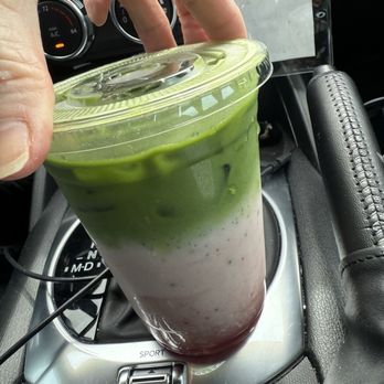 Detour Doughnuts And Coffee - Strawberry matcha with almond milk. - Donuts Near Me - Frisco, Texas
