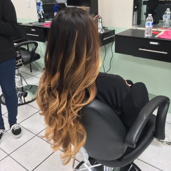 QQ Hair Salon - Side view with curls - Balayage/ombré dark brown to golden brown ($170) - Hair Salons Near Me - Newark, California QQ Hair Salon - Side view with curls - Balayage/ombré dark brown to golden brown ($170) - Hair Salons Near Me - Newark, California