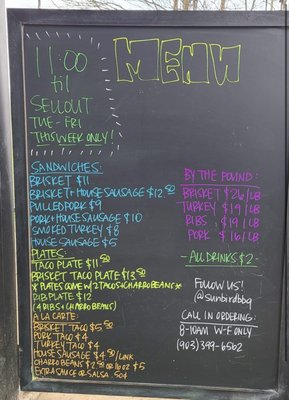 Menu photo 8 Sunbird Barbecue Longview, TX