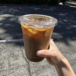Iced dirty chai with oatmilk