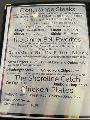 Menu photo 1 Dinner Bell Restaurant Muleshoe, TX
