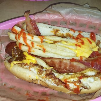 Mustard's Last Stand - The hangover dog is messy and absolutely wonderful. - Hot Dogs Near Me - Melbourne, Florida