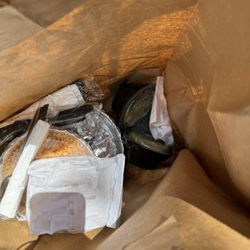 La Parrilla Mexican Restaurant - A hole in the bag because LaParrilla staff did not double bag two bowls of hot piping soup that fell through the bag!