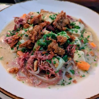 Forbidden Root - Duck & Dumplings - Duck Confit, Ricotta Gnocchi, Mirepoix, Duck Jus, Crisoy Duck Skin - Brewpubs Near Me - Chicago, Illinois Forbidden Root - Duck & Dumplings - Duck Confit, Ricotta Gnocchi, Mirepoix, Duck Jus, Crisoy Duck Skin - Brewpubs Near Me - Chicago, Illinois