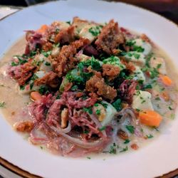 Forbidden Root - Duck & Dumplings - Duck Confit, Ricotta Gnocchi, Mirepoix, Duck Jus, Crisoy Duck Skin