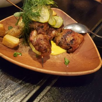 Amaru - Jerk Pollo: 3-day marinated, South American jerk chicken, huancaina sauce, crispy potatoes, pickles, fresh herbs - Latin American Near Me - Chicago, Illinois