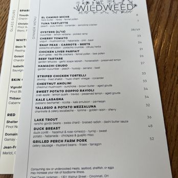 Wildweed - menu - New American Near Me - Cincinnati, Ohio Wildweed - menu - New American Near Me - Cincinnati, Ohio