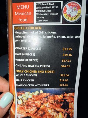 Menu photo 4 Pollos Asados Chule Jacksonville, FL