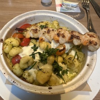 Seasons 52 - Pesto Brick-Oven Seasonal Gnocchi with pesto and add on shrimp skewer - New American Near Me - Albuquerque, New Mexico Seasons 52 - Pesto Brick-Oven Seasonal Gnocchi with pesto and add on shrimp skewer - New American Near Me - Albuquerque, New Mexico