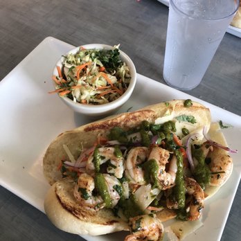 Chive - Shrimp poboy with a side of citrus slaw. - Salad Near Me - Vero Beach, Florida