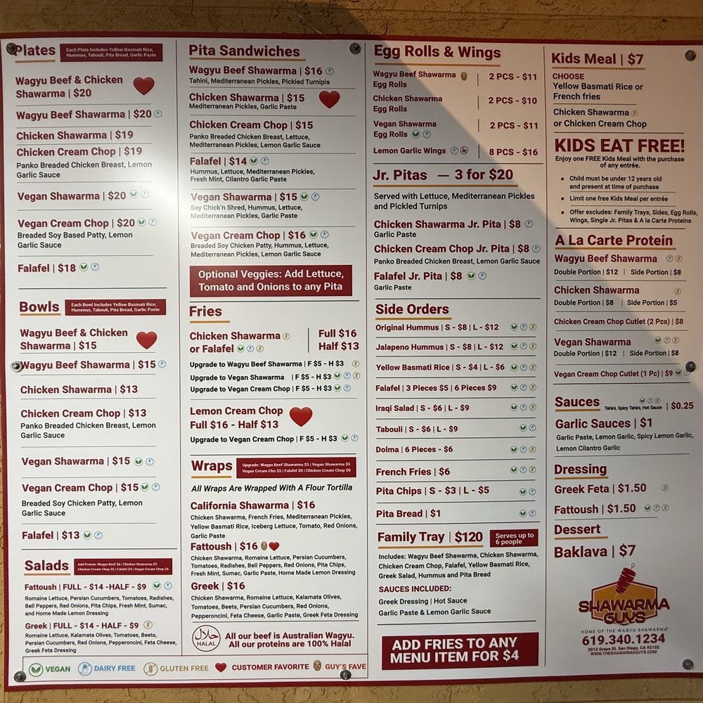 Shawarma Guys - Menu - Food Trucks Near Me - San Diego, California Shawarma Guys - Menu - Food Trucks Near Me - San Diego, California