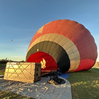 Grape Escape Balloon Adventures - Inflating the balloon at sunrise - Tours Near Me - Temecula, California Grape Escape Balloon Adventures - Inflating the balloon at sunrise - Tours Near Me - Temecula, California