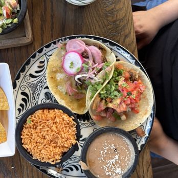 Agave Bandido - Mix and match tacos, Mojo Taco &  barrbacoa taco. corn tortillas refried beans Spanish rice - Bars Near Me - Winter Garden, Florida