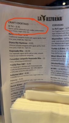 Menu photo 1 La Reforma Brewery Albuquerque, NM
