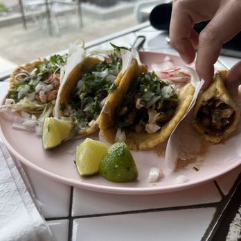 Invicto - 4 tacos - pork, chicken, carne, and shrimp- bit overpriced and underwhelming. - Tacos Near Me - Vernon Hills, Illinois Invicto - 4 tacos - pork, chicken, carne, and shrimp- bit overpriced and underwhelming. - Tacos Near Me - Vernon Hills, Illinois