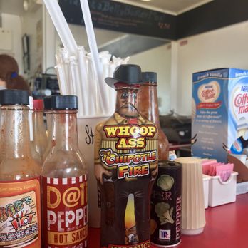 Beach Belly Bobs Sandwich Shop - Tons of hot sauce for your food! - Sandwiches Near Me - Flagler Beach, Florida