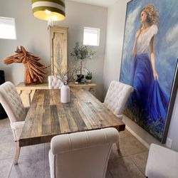 The Find Consignments - The light hanging over my table and oil painting