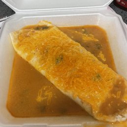 Smothered breakfast burrito.