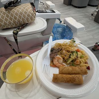 Ann’s Spa & Nails - My plate with mimosa while I get my pedicure - Nail Salons Near Me - Lutz, Florida Ann’s Spa & Nails - My plate with mimosa while I get my pedicure - Nail Salons Near Me - Lutz, Florida