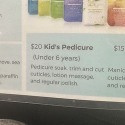Focus Nail Spa - Kids pedi price-- but they didn't give her the soak they said it wasn't included