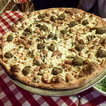Grimaldi's Pizzeria - White pizza with spicy chicken sausage, meatballs and mushrooms - Pizza Near Me - Gilbert, Arizona