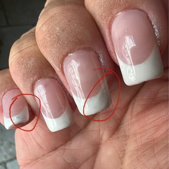 Chic Nails & Spa - Right hand, terrible globs on French tip polish - Nail Salons Near Me - San Dimas, California