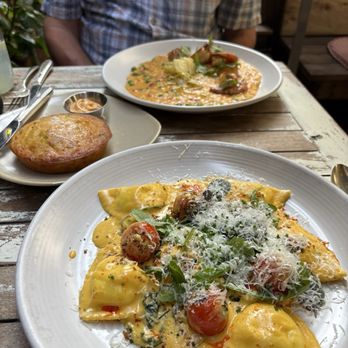Talula's Garden - Ravioli, cornbread, shrimp and scallops risotto - New American Near Me - Philadelphia, Pennsylvania Talula's Garden - Ravioli, cornbread, shrimp and scallops risotto - New American Near Me - Philadelphia, Pennsylvania