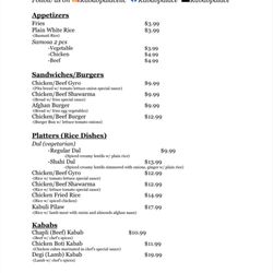 Kabab Palace - Menu