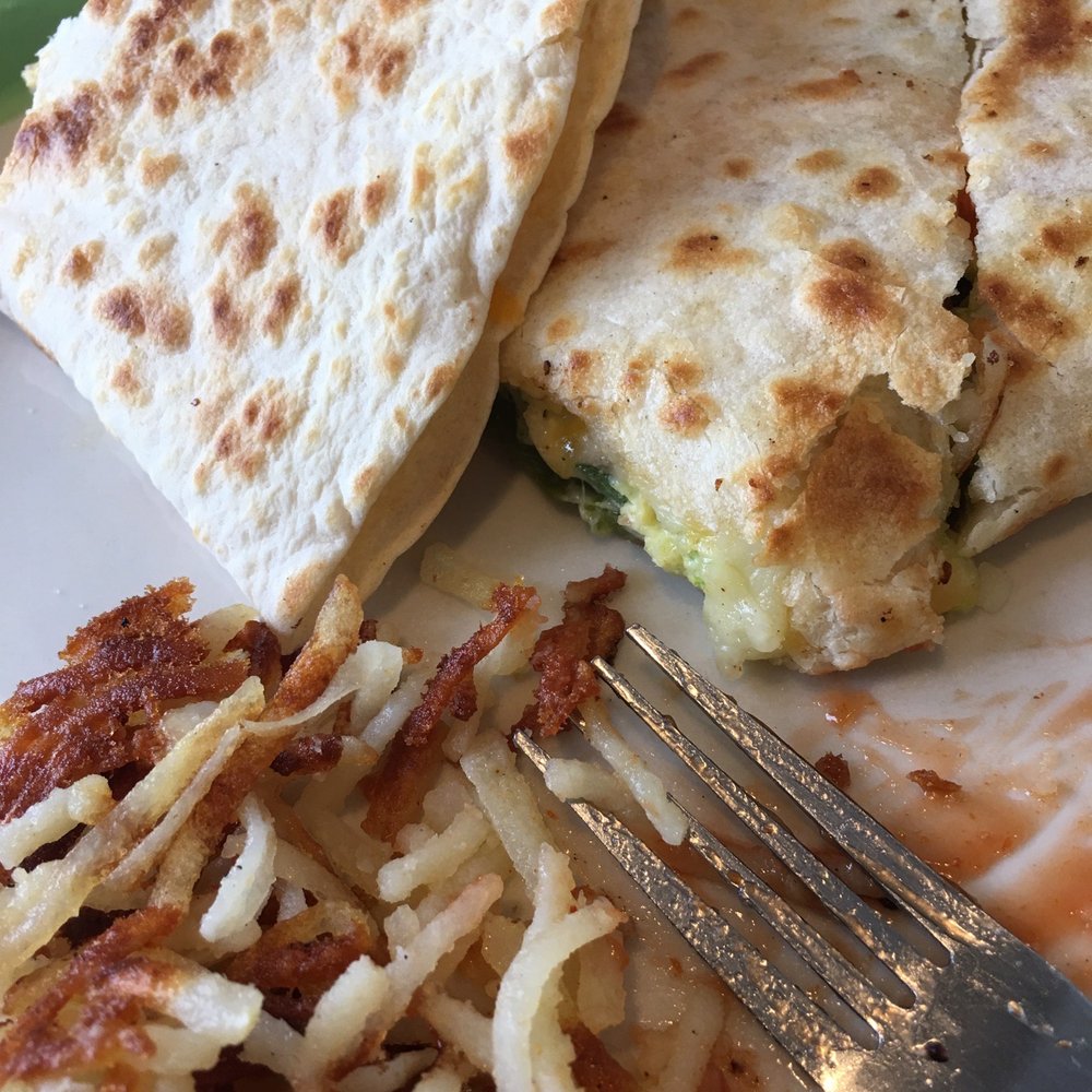 two quesadillas and hash browns two quesadillas and hash browns