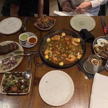 Vaca - New York Steak, Paella Valenciana, brussel sprouts sprouts, artichoke, and mushrooms. - Tapas/Small Plates Near Me - Costa Mesa, California
