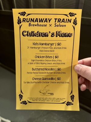 Menu photo 1 Runaway Train Brewery: Brewhouse + Saloon Honesdale, PA Menu photo 1 Runaway Train Brewery: Brewhouse + Saloon Honesdale, PA