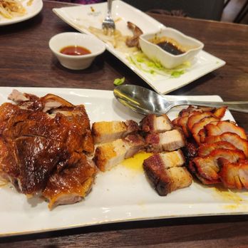 Orient London - Crispy meat platter. L to R duck, and pork two ways. - Asian Fusion Near Me - London, XGL Orient London - Crispy meat platter. L to R duck, and pork two ways. - Asian Fusion Near Me - London, XGL
