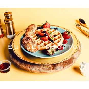 Sunset Rooftop - our signature chicken and waffle - Hookah Bars Near Me - Los Angeles, California Sunset Rooftop - our signature chicken and waffle - Hookah Bars Near Me - Los Angeles, California