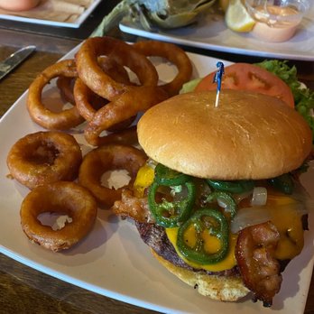 The Dillinger - The Bugsy with grilled jalapenos and onion rings - Bars Near Me - Boulder City, Nevada
