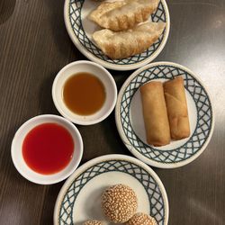 A2. Gyoza, spring roll, Sesame Ball