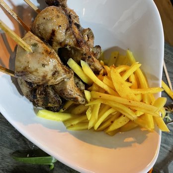 Malabito Street Cha Teahouse - Chicken skewers with pickled mango on the side - Tea Rooms Near Me - San Antonio, Texas