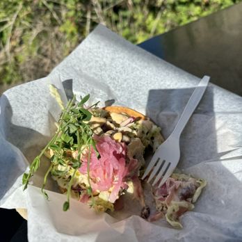 Red Fish Blue Fish - Albacore Tuna Tacone - Tostada Style - Fish & Chips Near Me - Victoria, British Columbia Red Fish Blue Fish - Albacore Tuna Tacone - Tostada Style - Fish & Chips Near Me - Victoria, British Columbia