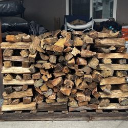 Front view of wood stacked