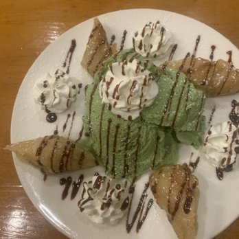 Sura - Tempura banana and green tea ice cream - Korean Near Me - Oxnard, California Sura - Tempura banana and green tea ice cream - Korean Near Me - Oxnard, California
